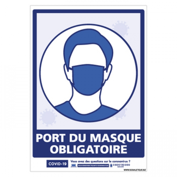 Affiche PVC gestes barrière PORT OBLIGATOIRE DU MASQUE