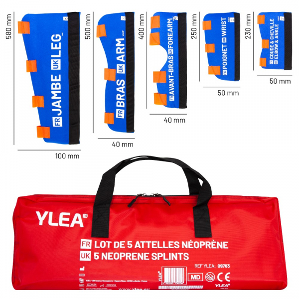 Kit de 5 Attelles YLEA en Néoprène avec sac de transport