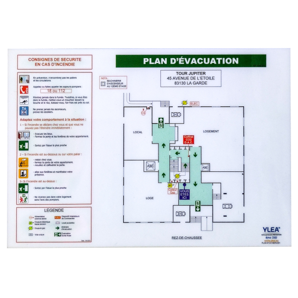 Plan d'évacuation incendie A3