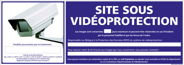 Panneau Affichage établissement Sous Vidéosurveillance