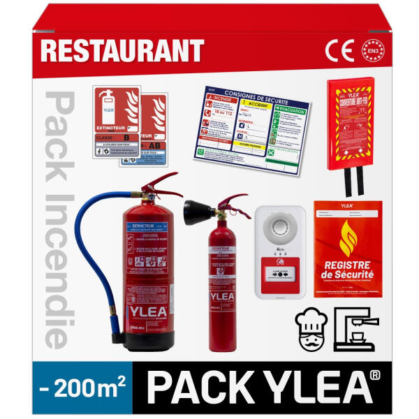 Kit Extincteur pour Restaurant de Moins de 200m² avec Alarme Type 4