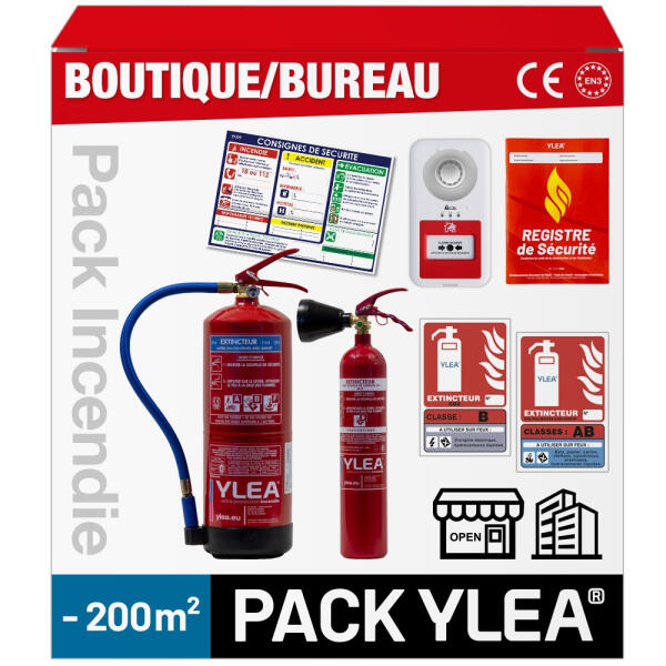 Kit Extincteur ERP ou Bureau Moins de 200m² avec Alarme Type 4