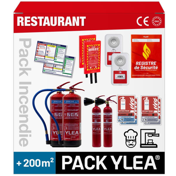 Kit Extincteur pour Restaurant de Plus de 200m² avec Alarme Type 4