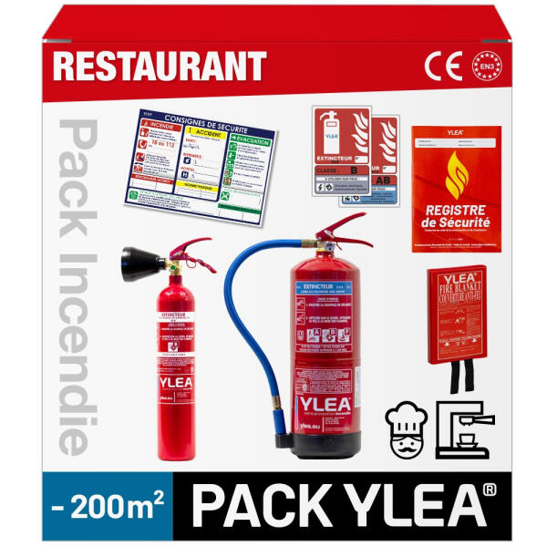 Kit Extincteurs pour Cuisine de Restaurant de 200m² Maximum