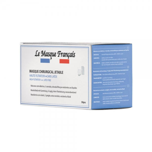 50 Masques Chirurgicaux Français Jetables Type 2R Orange