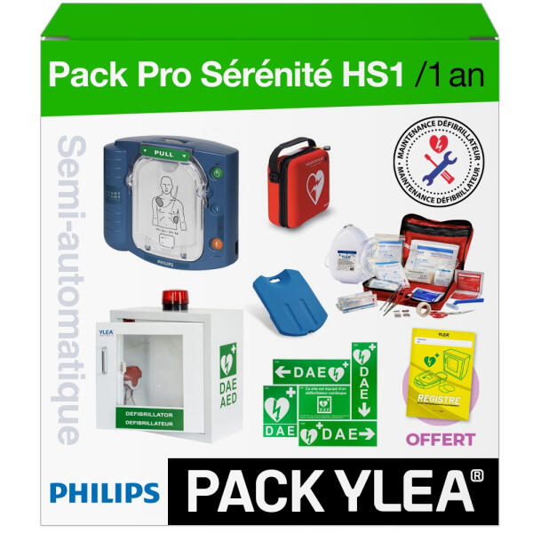 Défibrillateur PHILIPS Heartstart HS1 PACK PRO avec Contrat de Maintenance 1 An