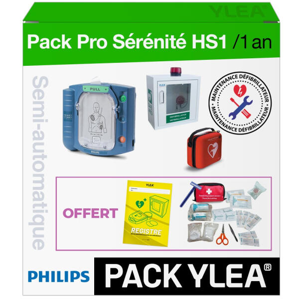 Défibrillateur PHILIPS Heartstart HS1 PACK+ avec Contrat de Maintenance 1 An
