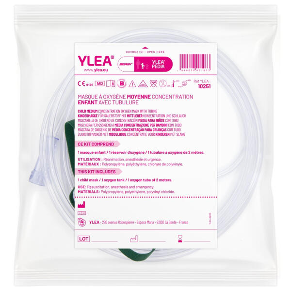 Masque à Oxygène Pédiatrique Moyenne Concentration YLEA Oxygénothérapie Enfant