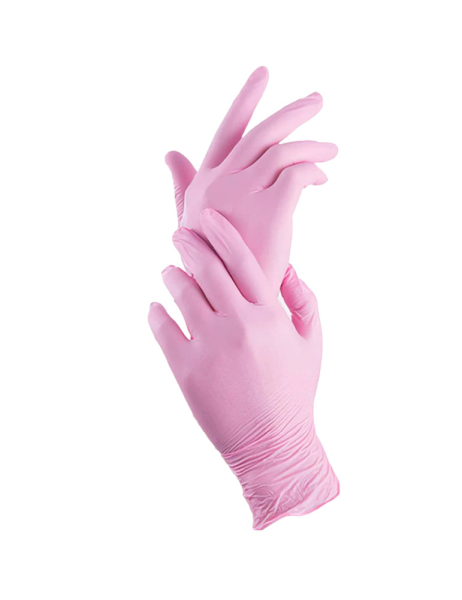 Gants Nitrile Roses Non Poudrés – Protection Médicale Alimentaire