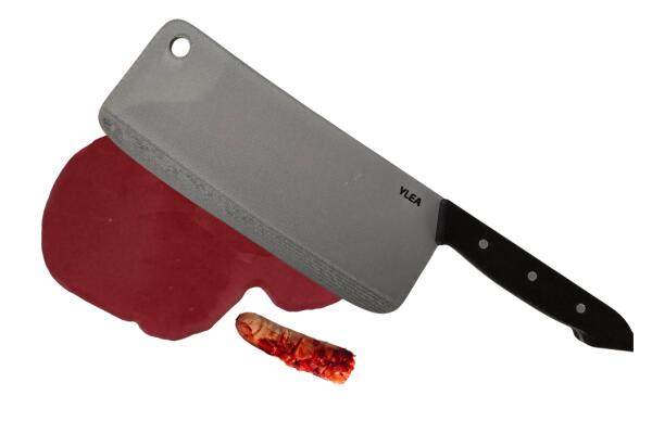 Faux Couteau de Cuisine + Plaie et Sang pour Maquillage de Secourisme