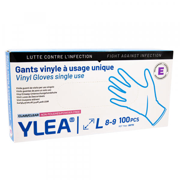 100 Gants Vinyle YLEA Taille L Non Poudrés - Destockage