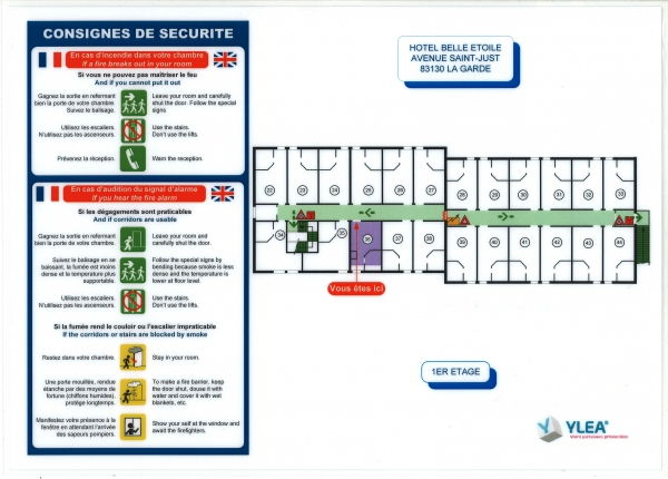 Consigne D'incendie Chambres D'hôtel avec Plan