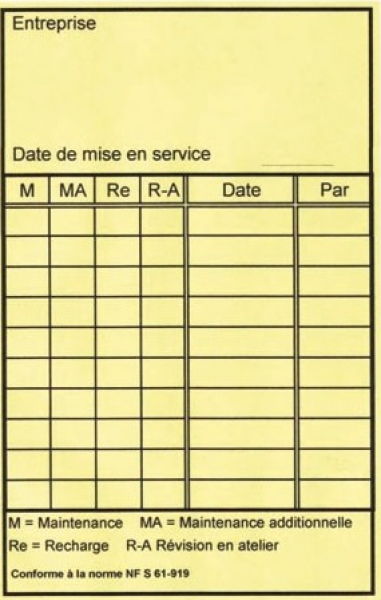 étiquette de Maintenance pour Extincteur