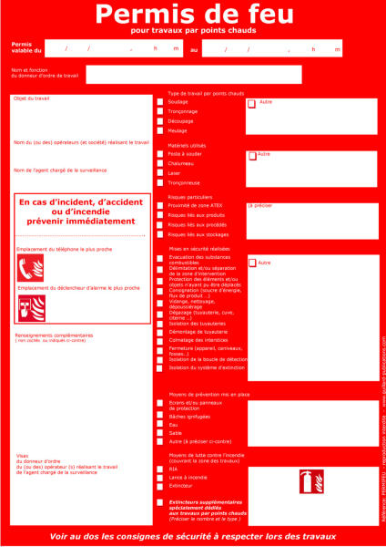 Permis de Feu Lot de 25