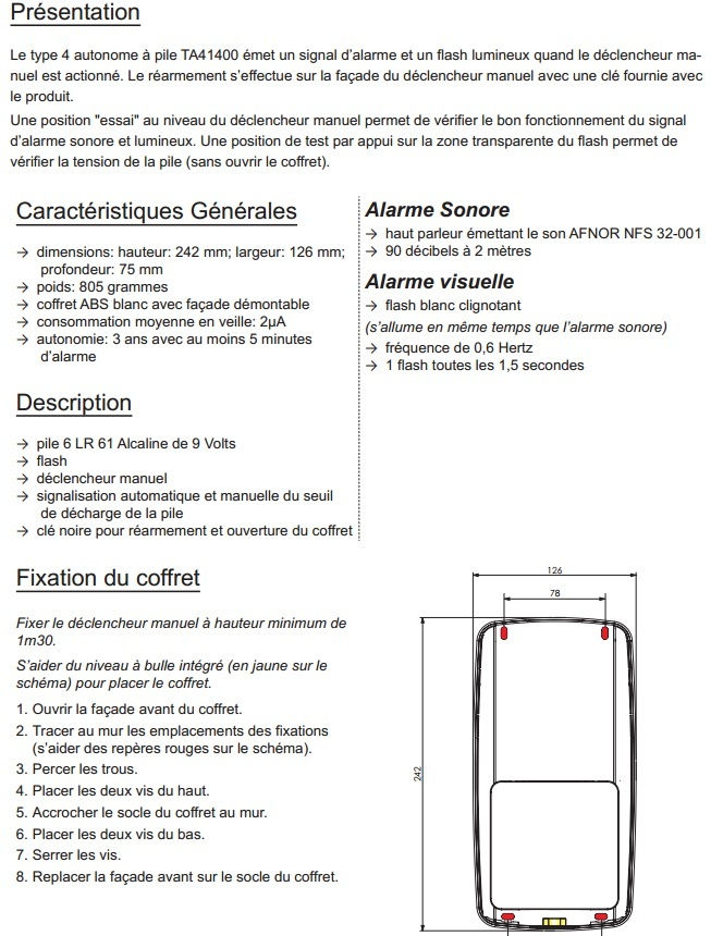 Alarme de type 4 autonome avec flash intégré pour les personnes sourdes ou  malentendantes